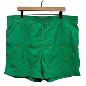 POLO Ralph Lauren Green & Orange Embroidered Swim Shorts 5 Inch Inseam XL